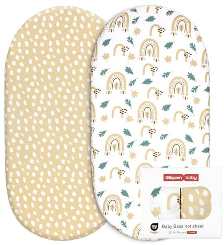 GLLQUEN BABY Bettlaken Spannbettlaken für Babybett 2 Pack,Matratzenschoner für Laufgitter, Oeko-tex100 Moseskorb Stubenwagen Baby Spannbetttuch Bezug, Kinderwagen Matratzenbezug für Neugeborenes