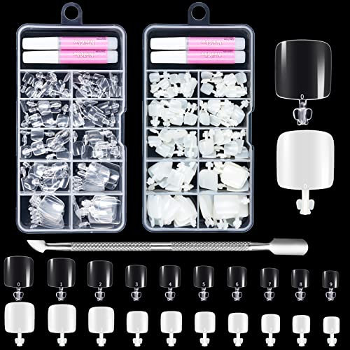 Kiiwah 200pcs Faux Ongles Pied de Naturel et Transparent, 10 Tailles Capsule Americaine Ongle Pied, Couverture Complète Tips de Faux Ongles Orteils Pieds pour Nail Art