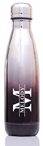 Personalised Insulated Water Bottle 500ML Water Bottles for Women Men 24 Hours Cold & 12 Hours Hot Vacuum Flask Stainless Steel Bottles for Birthday Christmas Her Mum(Silver to Black)