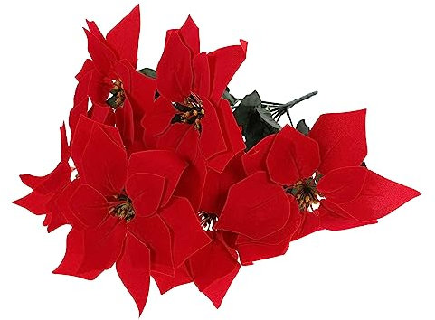 HAKIDZEL Große rote Blumensimulation Weihnachtsstern Garten dekorative Topfpflanze 2 Stück (7 Weihnachtssterne 21 Blätter) Gartenverzierung künstliche Outdoor-Pflanzen Anlage