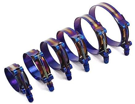 Jubilee Clips,Pipe Clips, Hose Clamp T Bolt Stainless Steel Burnt Titanium Blue Adjustable Pipe Fix Clip Kit 1.75 Inch to 3.5 Inch 45mm to 98mm (Color : 45 53mm) (Color : 78 86mm)