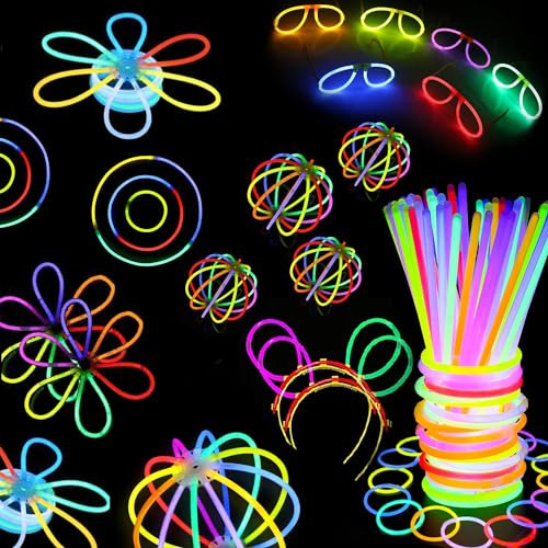 Carehabi 50er Set Leuchtstäbe für Partys - Neonlicht Leuchtstäbe für Partys - Leuchtstäbe für Hochzeiten - Leuchtende Spielzeuge für Partydekoration und Festival Schwarzlichtdekoration