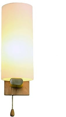 LUOYAOB Wandleuchten Japanischer Stil Wandleuchte aus Holz Milky White Glasschirme Wandleuchten mit Pull-Chain-Schalter for Schlafzimmer Wohnzimmer Restaurant Beleuchtung Fixture