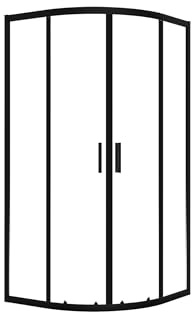 VBChome Cabina de ducha de 90 x 90 x 185 cm, color negro, cuarto de círculo, puerta corredera, mampara de ducha, cristal de seguridad transparente