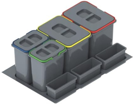 Prima-Online Abfalltrennsystem für Schubladen Mülltrennsystem Abfalltrennsystem müllsystem küche mit 2, 3, oder 4-fach Trennung für Schubladen 60 80 90cm (80cm 2x15L 2x7L 2xKunststoffschale)