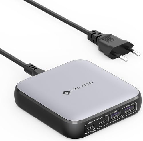 NOVOO USB C Ladegerät 65W Slim Wandladegerät Duale USB-C Ports (65W Max),4 Port Netzteil Schnellladegerät für Laptops, MacBook Pro/Air,iPad Pro, iPhone 15, Galaxy, Pixel und mehr