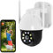 Mengshen 3MP Überwachungskamera im Freien, Schwenk-Neige-Kamera CCTV wasserdicht mit 360 ° Ansicht Zwei-Wege-Audio, APP Alert Geeignet für Indoor Outdoor Usage