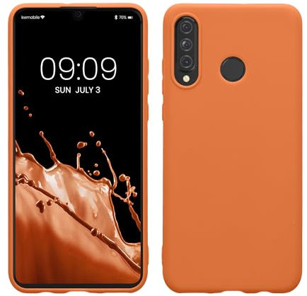 kwmobile Funda para Huawei P30 Lite Carcasa - Ultrafina de TPU y Silicona con Bordes elevados anticaídas - Albaricoque cálido