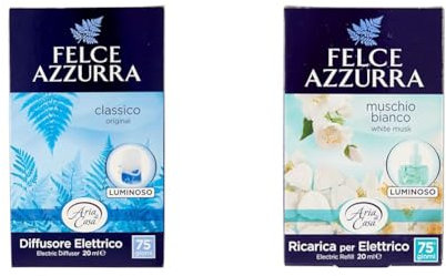 Felce Azzurra - Aria di Casa Profumatore per l'Ambiente, Diffusore Elettrico Classico, Puro Benessere - 20 ml & Aria di Casa, Ricarica Diffusore Elettrico Muschio Bianco, Puro Benessere - 20 ml
