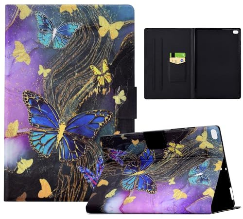 Coque pour iPad 6ème/5ème Génération 9.7 2018/2017, Multi-Angle Support Etui à Rabat Housse de Protection Motif de Couleur avec Veille/Réveil Auto pour iPad 6/5 / iPad Air 2 / Air 1, Papillon