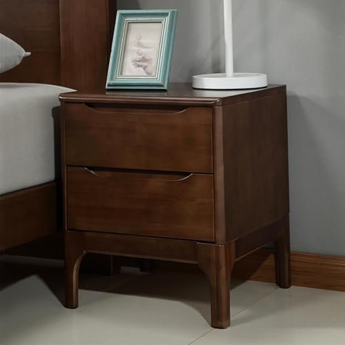 FAANAS Mid Century Modern Nachttisch, Betttisch mit 2 Lagerung Schublade Holz Akzent Abstelltisch Nachttisch Möbel für Schlafzimmer Wohnzimmer, Walnut