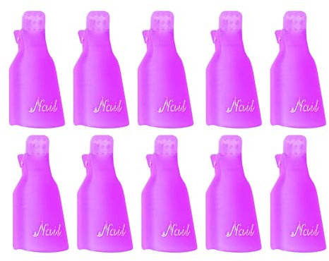 G4GADGET 10 PCS Nail Polish Remover Clips – Soak Off Gel, Acrylic & UV Nail Polish Removal, Reusable & Anti-Slip Purple Clips for Fingers & Toenails
