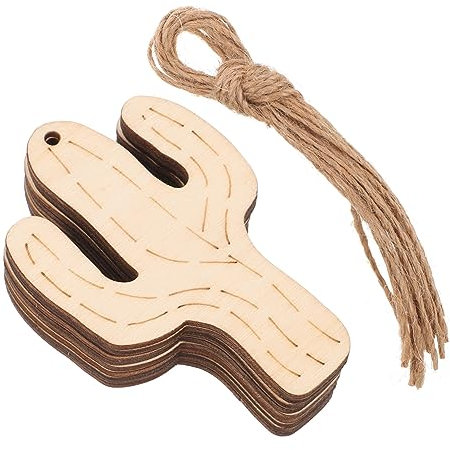 Vaguelly 20stücke Teiliges Holz Kaktus Ornament Rustikale Hängende Deko Für Bastelprojekte Für Hochzeiten Partys Und Wohnraumgestaltungen