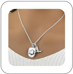 Inilbran Boho Hut Stiefel Anhänger Halskette Vintage High Boot Choker Halskette Silber Cowboyhut Halskette Einstellbar Western Cowboy Kette Halskette Schmuck Für Frauen