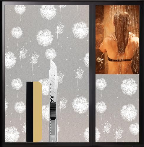 Antrect Lámina para ventana de cristal esmerilado, 60 x 200 cm, opaca, día y noche, lámina protectora de privacidad para ventana, diseño de espejo, para ventana, oscura, opaca