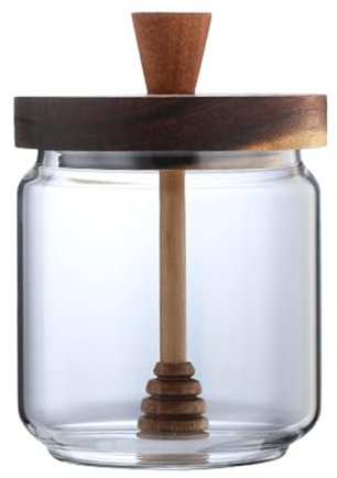 FytStycale Honey Glassware,Honey Storage Container,Syrup Container,Reusable,Glass Beehive Honey Pot Honey Jar for Sauces Dining Table, gray, 450ml