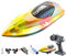 HOVCEH Ferngesteuertes Boot, 2,4 GHz 15km/h High Speed RC Boot, Rennboot RC mit Led-Licht, Speed Boat Remote Control, Rennboote Ferngesteuert für Erwaschene Kinder, 60 Meter Kontrollabstand(Orange)
