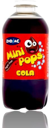 Mini Pop Assorted Flavoured Soft Drinks Sugar-Free 330ml each Bottles 24 or 12 Pack Cola, Lemonade, Dandelion & Burdock, Orange, RaspBerry, Bubble Gum (24 Bottles, Cola)