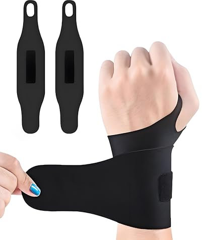 Nokwocy Muñequeras adecuadas para el dolor de muñeca causado por largas horas de trabajo, túnel carpiano, soporte nocturno, fácil de llevar, adaptado (2 unidades) (Negro)