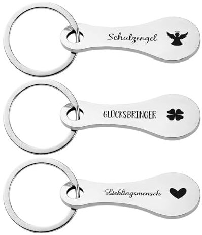 ZoeWei Einkaufswagenlöser Schlüsselanhänger, 3 Stück Abziehbar Einkaufswagenchip Metall Einkaufschip zum Rausziehen Einkaufschip für Einkaufswagen