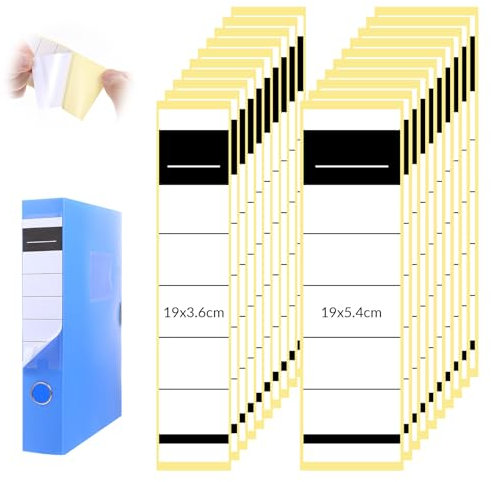 LIQWEI 100 Stück Ordnerrücken Selbstklebend Set, 2 Größen Ordner Rückenschilder Klebeetiketten, Weiß Ordner Etiketten für Standardordner Schmale und Breit Ordner-Archivierung (19 x 5,4cm, 19 x 3,6cm)