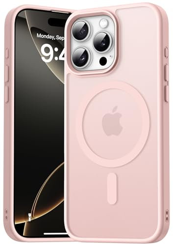 Natiiozie Magnetica Cover Compatibile con iPhone 16 Pro Max Compatibile con MagSafe Custodia Traslucida Opaca Posteriore,Anti-impronta Resistente ai Graffi Protettiva Case Rosa