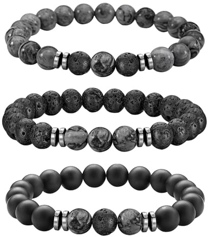 Mochity 3 Stück Tigerauge-Armband für Herren, 8 mm Armband mit Natursteinperlen, verstellbar, Armbänder für Männer, Geschenke für Männer