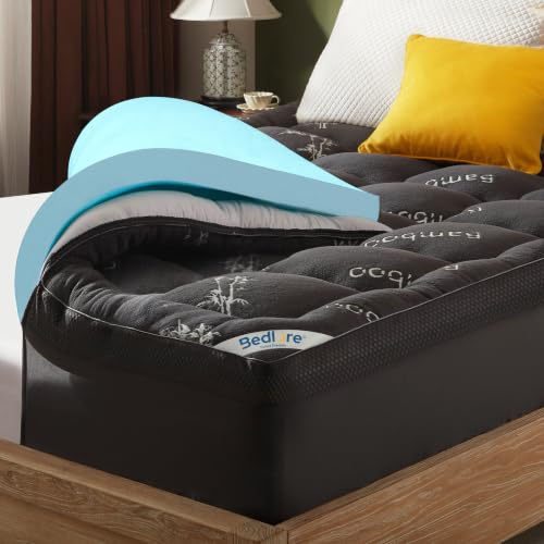 BEDLORE Matratzen Topper 140x200cm mit H2, Atmungsaktiv & Weich, Grau | Dual-Layer-Design, Schlafqualität Verbessern, 40 % Bambusfaser, 30cm Tiefe Taschen, OEKO-TEX, Waschbar 40–60°C