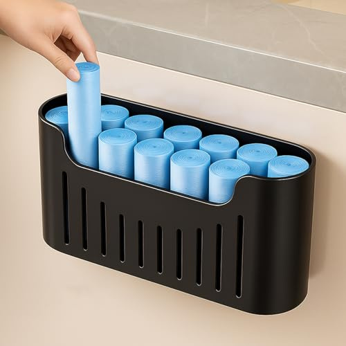 YESENT Caja de almacenamiento para puerta de cocina negro, caja de almacenamiento adhesiva para pared, armario/baño/refrigerador, caja de almacenamiento para artículos diversos