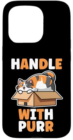 Handle With Purr Funny Calico Cat In A Box Cute Calico Cat Case for iPhone 15 Pro