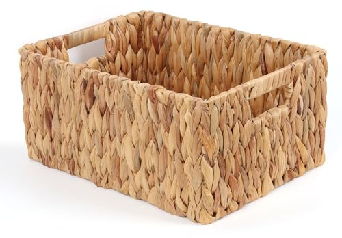 FEIALNDUO Wicker Shelf Baskets, Woven Storage Bins for Shelves Pantry Organizers and Storage with Handles Home Decor (Natural, 38 x 28 x 18cm)