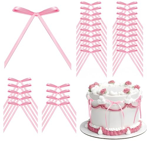 Xanthelle Torten Deko Mädchen, 30 Stück Rosa Schleifenband Tortendeko, Happy Birthday Cake Topper in Pink, Tortendekoration für Valentinstag und Feier