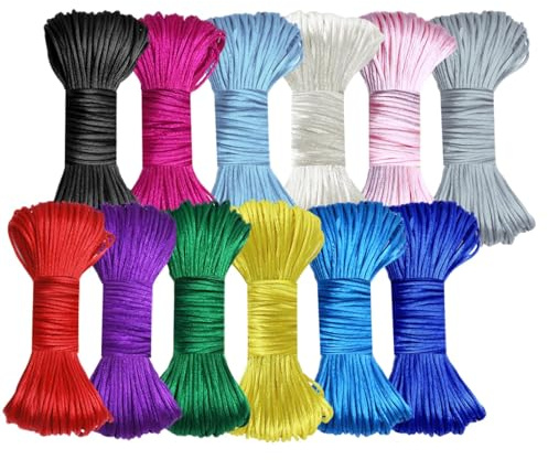 12 Pieces 20cm Premium Silk Nylon Satin Waxed Cord, Hair Wrap Cotton Thread | Wrap Cotton Thread for Bracelets, Friendship Bracelets, Necklaces, Chinese Knotting, DIY Craft Making, Beading Knotting