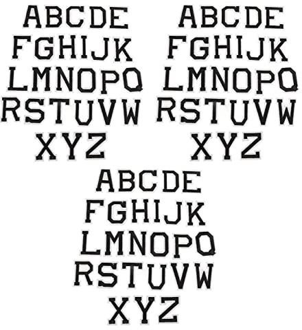 ANKROYU 3 Packungen 78 Stück schwarz-weiße Alphabet-Flicken, heißschmelzender Kleber, DIY, dekorativ, zum Aufnähen, Aufbügeln, Stoffflicken für Kleidung, Rucksäcke, Bekleidung, Pol