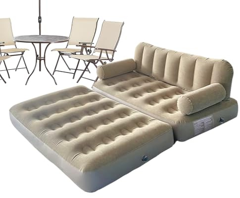 Aufblasbare Couch – mit Luftpumpe Klappbett – Camping Luftsofa Aufblasbare Couch – für Erwachsene Kinder Indoor Outdoor Reisen Wandern Urlaub Festival Garten Hof