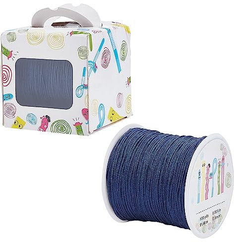 PH PandaHall Fil de Nylon per Perline Braccialetti collane bigiotteria e mestiere Fai da Te 0.8mm Blu di Prussia Circa 90 m/Roll