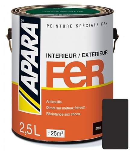 APARA Peinture Fer Satin 2.5 litres Noir mat (RAL 9011)