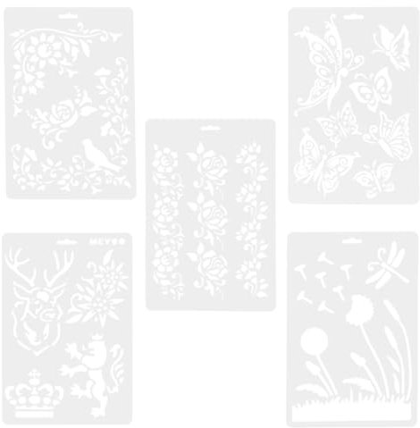 OUNONA Malschablonen aus Kunststoff f¨¹r Zeichnungen. Scrapbooking. Kunst zum selber Gestalten und Verzierungen. 5 St¨¹