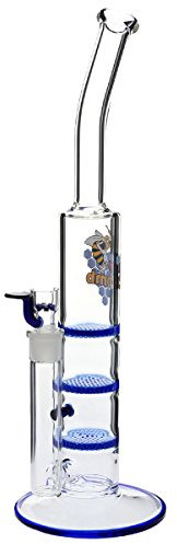 Black Leaf Glasbong mit dreifachem Honeycomb-Perc, bunt - 42 cm, 18,8 mm - Head&Nature Bong-Kollektion
