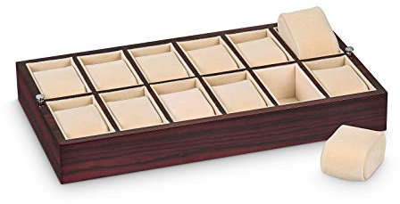 Ferocase Schubladen Organizer Display für 12 Uhren oder Schmuck 35 x 20 cm rosenholzdekor