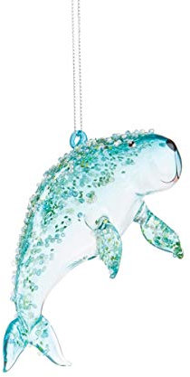 CFF Blau Manati Glas und Besetzt Perlen Weihnachten Holiday Ornament