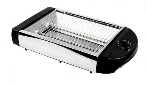 TOSTADORA PAN HORIZONTAL 2 RESISTENCIAS DE CUARZO 600W BAJO CONSUMO 6 NIVELES FACIL DE LIMPIAR INDICADOR LUMINOSO SUPERFICIE 19x25cm MP-TP1006BL