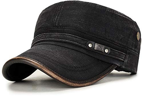 Yixda Vintage Military Army Cap Verstellbar Schirmmütze Sonnen Baseball Kappe (Schwarz)