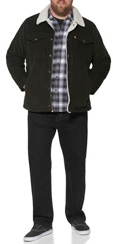 Levi's Men's Sherpa Lined Trucker Jacket (Regular & Big & Tall Sizes) Denim, Olive Corduroy, XXL