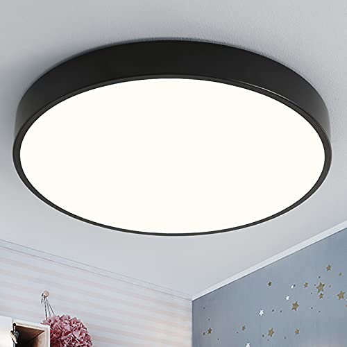 Style home 36W Deckenleuchte LED Deckenlampe ultra dünne Ø40x4cm,Warmweiß 3000K, moderne Lampe für Wohnzimmer Schlafzimmer Arbeitszimmer Kinderzimmer Büro Küche (Schwarz)
