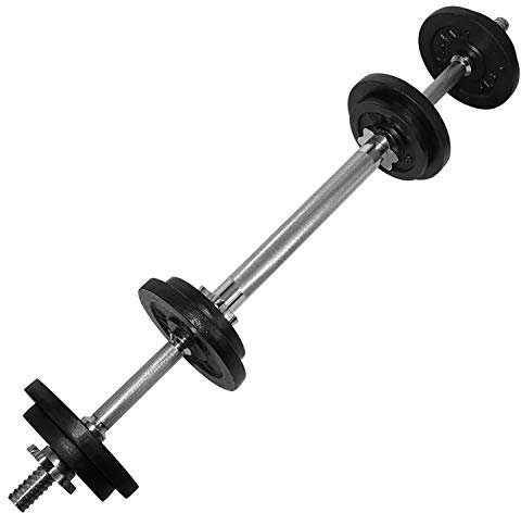 Yes4All Hantelset aus Gusseisen verstellbar, 2 in 1 Kurzhanteln & Langhantel mit Verbindungsrohr 18kg, 20kg für Männer und Frauen, Krafttraining, Ganzkörpertraining und Muskelaufbau