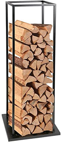 BURI Kaminholzregal aus Metall Stahl 118x40x40cm schwarz innen Brennholzregal Holzständer Kaminholz Holz Stapelhilfe Aufbewahrung Kamin