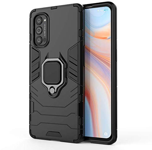 TANYO Cover per Oppo Reno4 PRO 5G, Custodia TPU/PC Hybrid Custodie con 360° Supporto, Antiurto Guscio Protezione Bumper Case Caso, Nero