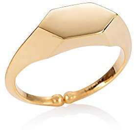 namana Verstellbarer moderner Siegelring für Frauen, Elegante Gold Sechseck-Siegelringe für Frauen und Teenager, Mädchen, Ungewöhnliche offene Gold Siegelringe für Damen mit Schmuckbeutel