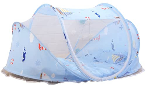 AOOPOO Lettino da Viaggio per Neonato Tenda da Spiaggia Portatile con Zanzariera, Pieghevole Zanzariera per Neonato Dormire Tenda per Bambini per Reti da Campeggio Presepe Traspirante (Blu)
